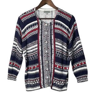 Joseph A. qu'est ce que‎ c'est silk? Cardigan Sweater Women Size L Blue Boho